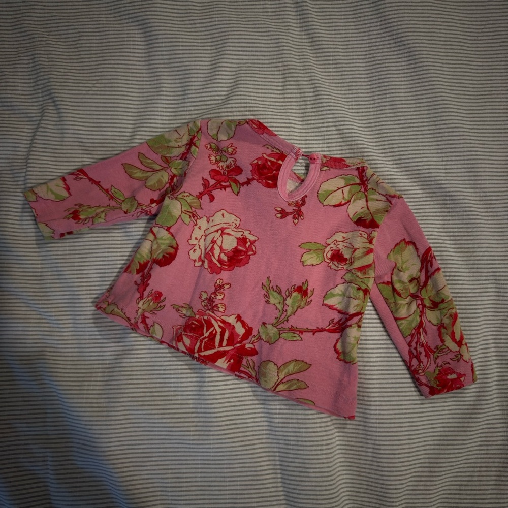 Floral Pink Long Sleeve Kids Tee - Picture 3 of 3